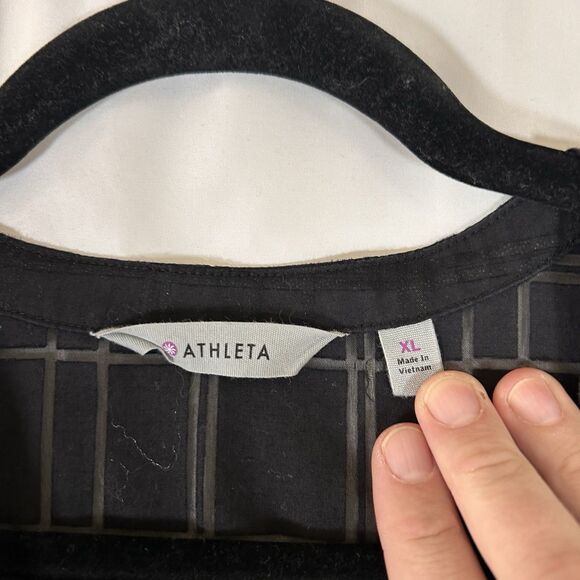 Athleta Beach Tunic Women's XL Black Sheer Short Sleeve Vneck Lightweight Cotton - Picture 4 of 8